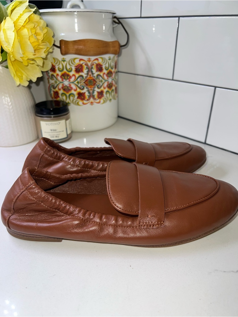 Quince Italian Leather Soft Loafer | Women’s Size 7 | Cognac